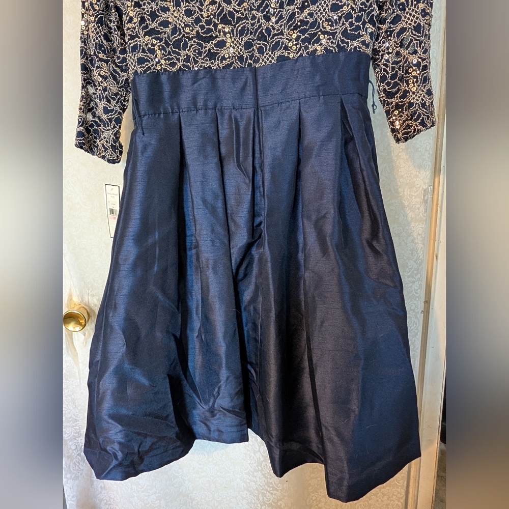 NWT Jessica Howard Party Dress Sz. 10 PETITE BLUE & GOLD - Picture 14 of 17